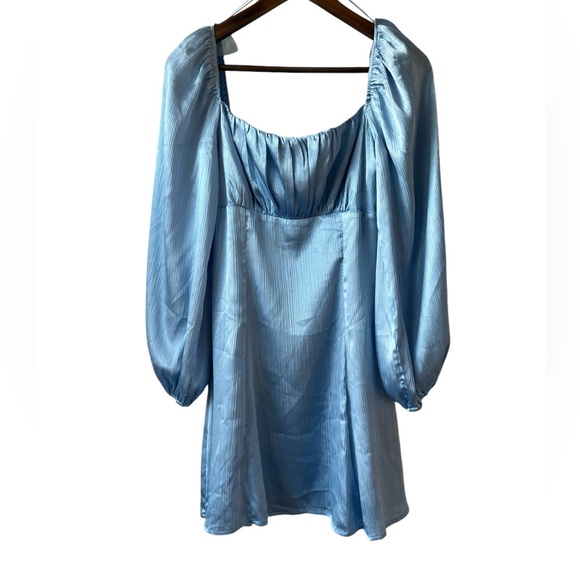 SOLD ASTR The Label Long Sleeve Satin Mini Dress - Picture 4 of 9